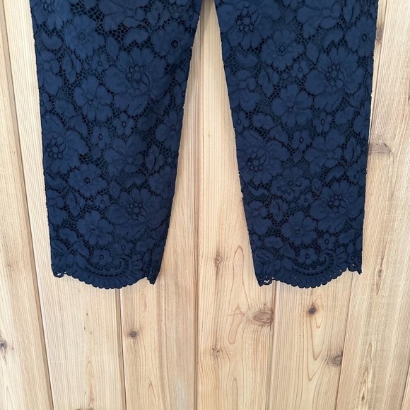 Talbots Size 8p Floral Lace Tailored Scalloped Hem Ankle Pant in Black - Picture 10 of 11